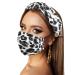 Leopard Print Adjustable Earloop Cotton Fashion Face Mask and Headband Set