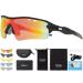 ITSCOOL Polarized Sports Sunglasses with 5 Interchangeable Lenses for Men Women Softball Running Cycling Baseball Glasses Black+orange