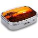 Shop African Animal Sunset Print Pill Box - 2 Compartment Portable Medicine Organizer | Decorative Metal Pill Case for Pocket & Purse - Buy Online on GoSupps.com