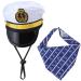 Yewong Pet Captain Sailors Costume Set Dog Cat Sea Captain Hat with Pet Anchor Triangle Bibs Scarf for Cat Puppy Navy Halloween Cosplay Costume Accessories Photo Props (White-B)