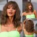 OUFEI Brown Wigs for Women Short Wavy Wig With Bangs Natural Synthetic Hair Heat Resistant Wigs for Daily Party Cosplay Wear Brown(278-3)