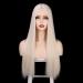 ENTRANCED STYLES Platinum Blonde Wig, Straight Wig Long Hair Wigs for Women Middle Part Colorful Wig Synthetic Cosplay Wig for Girls Halloween Party Use 26 Inch