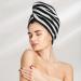 Premium Hair Towel Wrap with Button - Quick Drying Turban in Black and White Stripes | Ideal for All Hair Types - Buy Online on GoSupps.com