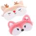 2 Pack Cute Animal Sleep Mask for Girls Cute Cartoon Fox Elk Soft Plush Blindfold Sleep Masks Eye Cover for Women Girls Travel Nap Night Sleeping