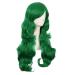 MapofBeauty 28 Inch Side Parting Bangs Long Curly Wavy Wig - Grass Green - Stylish Women's Hairpiece for Everyday Glam - Buy Online on GoSupps.com