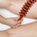 Wooden Massage Roller with Handle - Anti-Cellulite Body Massager for Back Neck & Legs - 12 Wheels - Natural Color - Buy Online on GoSupps.com