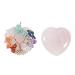 Soulnioi Pink Crystal 7 Chakra Tree of Life Wrapped Necklace Pendant Natural Rose Quartz Carved Heart-Shaped Pink Crystal Healing Stone Pocket Stone for Meditation Home Decor(Rose Quartz) A-rose Quartz