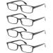 Kerecsen 4 Pack Reading Glasses for Women Spring Hinges Men Rectangular Fashion Black Frame Readers 4 Pack Black 1.5 Diopters