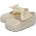 British Made Ivory Baby Girls Pram Shoes with Bow Detail | Soft Sole | Size 2 UK Child - Buy Online on GoSupps.com