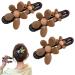 Retro Flower Duckbill and Straight Clip Vintage Flower Non Slip Hair Duckbill Hair Clips Crystal Flower Braided Hair Clips Hair Clips Bun Hair Accessories 3pcs Brown