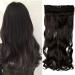 Clip In Hair Extensions One Piece Curly - 29" Inch Dark Brown - 3/4 Full Head Hairpieces Wavy 5 Clips For Ladies