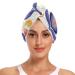 Ethnic Flowers Beige Hair Towel 2 Pack Super Absorbent Hair Drying Towel Quick Dry Hair Turbans Head Towel with Button Twisty Wrap for Women Girls