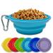 Silicone dog bowl including carabiner hooks ideal for 250ml for dogs and cats food truck drinking nibrap water bowl (light blue)