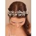 BERYUAN Women Silver Leaf Crystal Flowers Pearls Hair Vine Pearls Crystal Rhinestone Headband Silver Bride Hair Piece Pearls Wedding Hair Accessories for Brides Bridesmaid - Buy Online on GoSupps.com