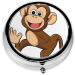 Cute Monkey Print Mini Round Pill Box | 3 Compartment Medicine Organizer | Portable Travel Pill Case for Home & Office - Buy Online on GoSupps.com