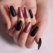 Sethexy Long Matte Black Ballerina False Nails - Bling Sparkle Pink Coffin Acrylic Nail Tips - 24 Press-On Fingernails for Women & Girls - Buy Online on GoSupps.com