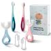 6 in 1 Baby Training Toothbrush Set - Infant to Toddler Toothbrush Oral Care Silicone Toothbrush for Baby - Food Grade Silicone,Extra Soft Bristles,Perfect for 6+,12+,24+ Months Toothbrush set for ages 6 months and up