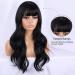 BOGSEA Long Black Wavy Wig with Bangs - 24 Inch Synthetic Heat Resistant Silky Hair for Women - Buy Online on GoSupps.com
