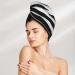 Black & White Stripes Microfiber Hair Towel | Super Absorbent Coral Velvet Wrap for Women | Quick Dry Cap for Long Curly & Thick Hair - Buy Online on GoSupps.com