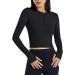 ZHENWEI Women's Cropped Athletic Jacket - Black, Medium - Long Sleeve Half Zip Workout Top - Buy Online on GoSupps.com