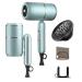 Professional Ionic Hair Dryer Blow Dryer with Diffuser and Concentrator Foldable Handle Travel Hair Dryer Constant Temperature Hair Care for Fast Drying as Salon Light and Quiet (Baby Blue)