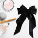 Black Hair Bow Black Bow Hair Clip for Women Solid Color Bow Hair Clips with Long Ribbon French Black Bow Hair Clip Soft Satin Silky Hair Bows Cute Gifts for Women Girls - Buy Online on GoSupps.com