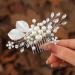 Zoestar Flower Wedding Hair Combs Silver Beads Bridal Hairpiece Rhinestone Leaf Hair Accessories for Women and Girls