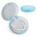 Beejoy Retainer Case Orthodontic Denture Box Round Retainer Box with Magnetic Seal Textured Liner Multifunctional Mouth Guard Denture Case for Retainers Mouthguards Braces (Blue)