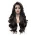 Imstyle Women 26 Inches Lace Front Wig Natural Brown Long Wavy Synthetic Hair Wig for Cosplay Party Halloween Dark Brown #6/8