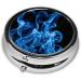 Buy Blue Flame Printed Mini Round Pill Box - 3 Compartment Portable Pill Organizer for Travel Home & Office - Convenient Medicine Storage Solution - Buy Online on GoSupps.com