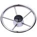 11" Boat Steering Wheel. 316 Stainless Steel Destroyer Style Steering Wheel with Black Cap & 5 Spokes for Pontoon Boat Yacht Universal