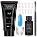Lofuanna poly nail gel set-60ml blue nail extension gel all-in-one set nail gel kit for nails with slip solution nail form nail brush glass cup nail art design for beginners cc