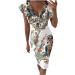 Briskyry V-Neck Floral Business Dresses for Women - Elegant Summer Festival & Party Dresses with Ruffled Hem - Knielang Vintage Style M Blue - Buy Online on GoSupps.com