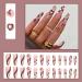 Justotry 24 Pcs Heart Press on Nails Long Brown French Fake Nails | Pretty Floral Medium Ballerina Stick on Nails for Women | Acrylic Coffin False Nails with Glue - Nail Art floral & Ballerina - Buy Online on GoSupps.com