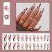 Justotry 24 Pieces Heart Coffin Nails - Brown French Press-On Floral Ballerina Fake Nails for Women - Buy Online on GoSupps.com