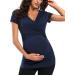 Love2Mi Maternity Nursing Shirt - Short Sleeve V-Neck Breastfeeding T-Shirt - Navy [Size S] - Buy Online on GoSupps.com
