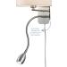 Modern Nickel Wall Lamp with Adjustable Reading Arm | White Fabric Shade | 1x E14 Max 40W | 20cm | Perfect for Home & Office - Buy Online on GoSupps.com