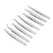8PCs eyelash tweezers stainless steel fine pointed ergonomic design one piece Molding silvery eyelash extension tweezers Set portable eyes make-up tools