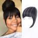 Clip in Bangs Natural Black Bangs Clip in Fringe Hair Extensions 100% Remy Human Hair with Temples Natural Color for Women 1 Count (Pack of 1) Thick Bang-Natural Black