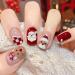Brishow Christmas False Nails Snow Press on Nails Christmas Tree Stick on Nails Antler Short Red Fake Nails 24pcs for Women and Girls (e)