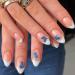 Runrayay blue butterfly acrylic lacquer briefly with French tips press-on nails for women and girls naked nails Press-on-full cover-nail tips for festival salon nails x