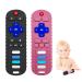 ERSIHUA 2-Pack Silicone Baby Teething Toys TV Remote Teethers for 3-6 Months Baby Toys for 6 to 12 Months Remote Control Shape Teething Toys for Boys and Girls (Black+Pink)