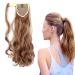 iLUU 18" 100g Hair 100% Heat Retardant Synthetic Clip In Curly Wavy Wrap Ponytail Hair Extension Honey Blonde and Bleach Blonde Hairpiece Pony Tails for Beauty Fashion Women - Color #27A/613 27A/613-strawberry blonde/bleach blonde