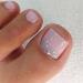 Short Square French False Toenails on Nails Glitter Press on Toenails Nude Glitter Stick Fake Toe Nails Acrylic Full Cover Toenails for Women Girls Nail Art Accessories (Shimmering Purple)