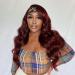 Long Wavy Headband Wig for Black Women Wine Red Synthetic Headband Wigs 180% Density Body Wave Headband Wig Full Ends Burgundy Headband Wigs 99J Wig Heat Resistant 22inch 22 Inch burgundy