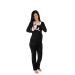 Nursing Pyjamas Set with Lace for Women - Maternity Pyjamas Sleepwear for Pregnancy and Breastfeeding with Breastfeeding Function Long Sleeve L Black