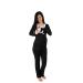 Nursing Pyjamas Set with Lace for Women - Maternity Pyjamas Sleepwear for Pregnancy and Breastfeeding with Breastfeeding Function Long Sleeve M Black