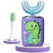 Kids Electric Toothbrush U Shape Dinosaur Ultrasonic Automatic Toothbrush with Replacement Soft Bristles Heads Six Modes 360Oral Cleaning IPX7 Waterproof Smart Rechargeable Toothbrush (2-6 Year Old) 2. Green