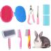 Rabbit Grooming Brush Small Pet Hair Brush Kit Rabbit Brush Massage Brush Bunny Nail Clippers Small Pet Grooming Brush Kit for Cats Puppies Rabbits Hamsters (Pink)