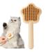 Self-Cleaning Cat Brush with Unlocking Button - Compact Pet Hair Removal Tool for Dogs Cats & Rabbits - Yellow Fur Care Brush - Buy Online on GoSupps.com